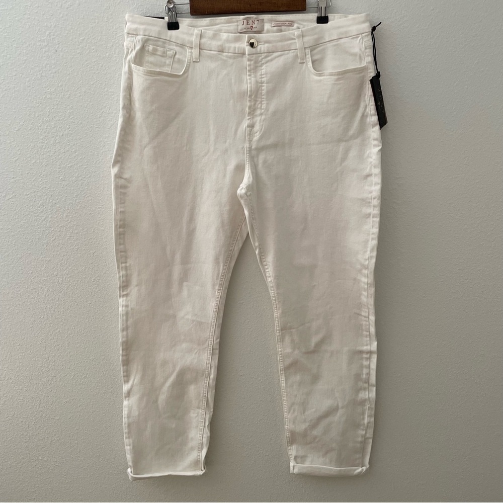 Jen7 by 7 for all mankind women’s white Straight Crop & Roll Jeans Size 18 NWT